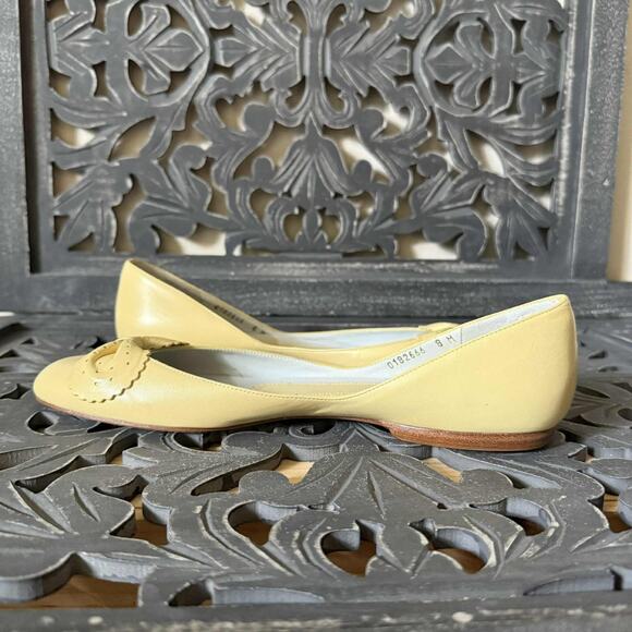Delman Ballet Flats Women’s 8M Yellow Leather Bow Deatil Slip On Shoes - Picture 10 of 11